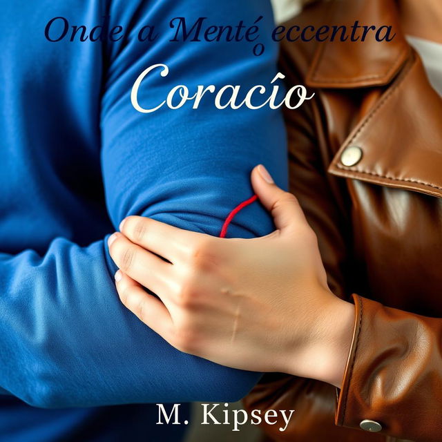 A close-up image depicting a man's muscular arm wearing a vibrant blue sweatshirt alongside a woman's toned arm clad in a brown leather jacket, her hand gripping the man's bicep affectionately