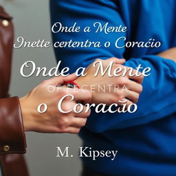 A close-up image depicting a man's muscular arm wearing a vibrant blue sweatshirt alongside a woman's toned arm clad in a brown leather jacket, her hand gripping the man's bicep affectionately