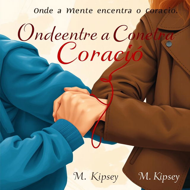 An artistic illustration showcasing a man's muscular arm in a vibrant blue sweatshirt paired with a woman's elegant arm in a stylish brown leather jacket, her hand playfully gripping his bicep