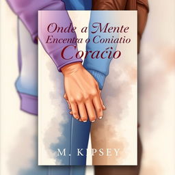 An artistic illustration featuring a man's arm in a vibrant blue sweatshirt next to a woman's arm in a stylish brown leather jacket