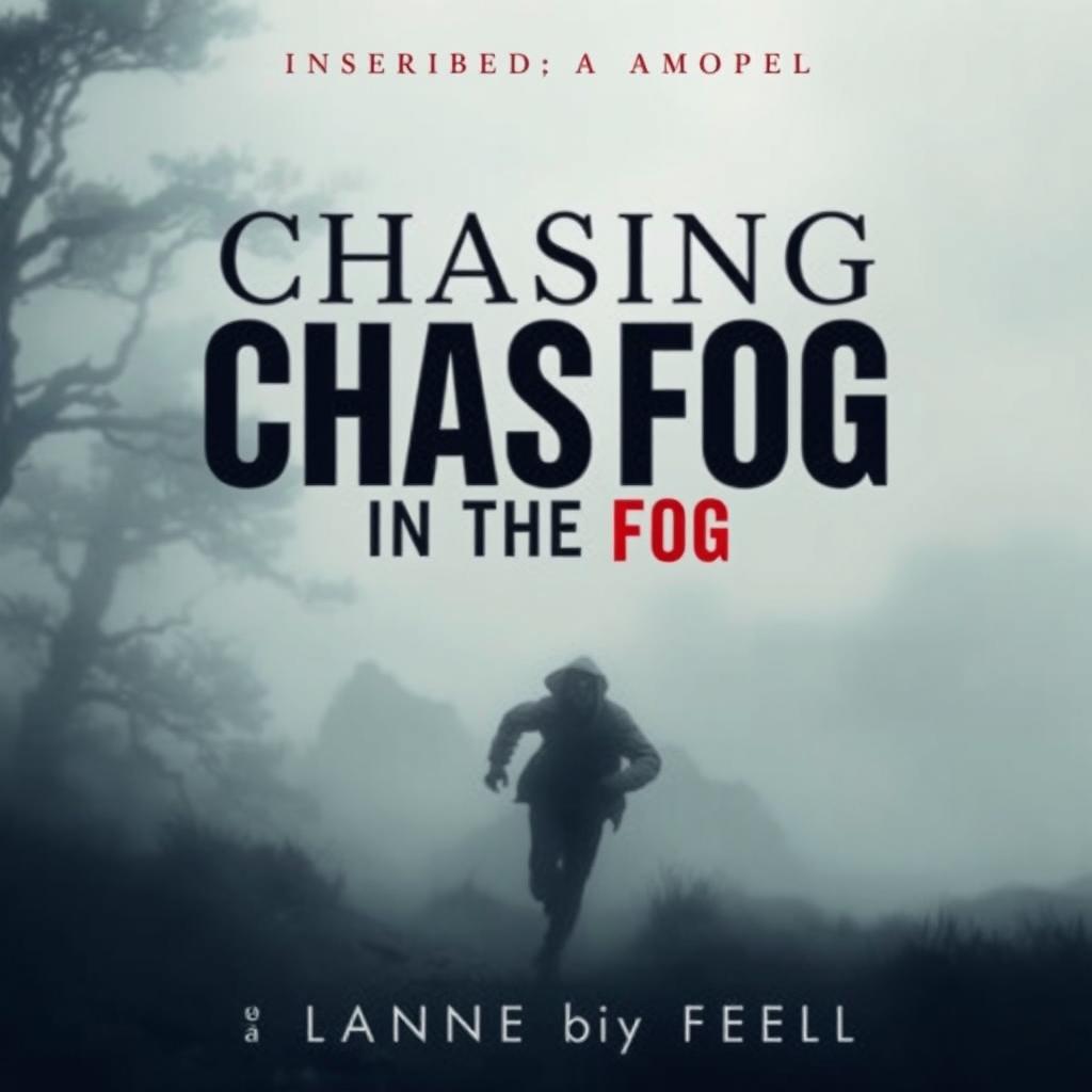 A captivating book cover for a novel titled 'Chasing in the Fog'