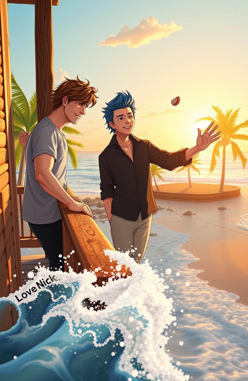 A touching and heartfelt scene from a romance novel featuring two characters named Nick and John