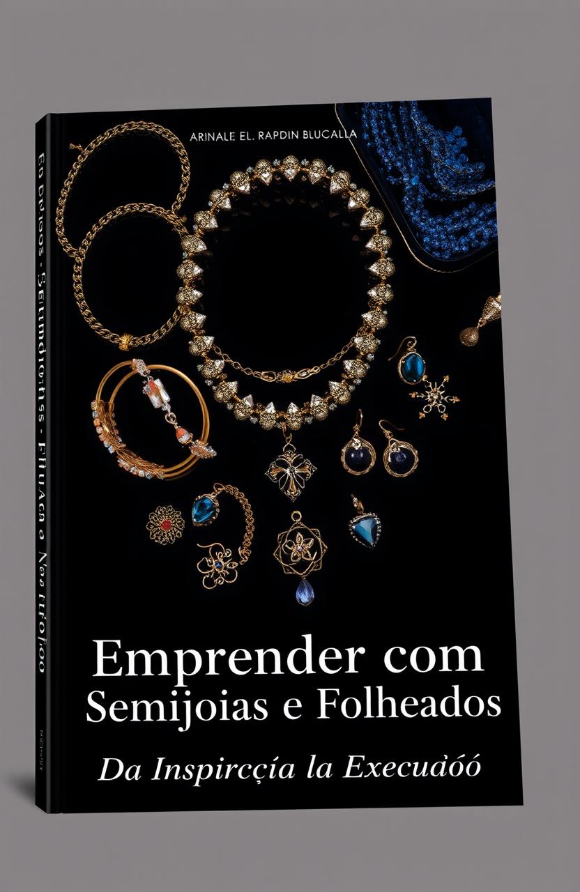 An elegant and modern book cover design for 'Empreender com Semijoias e Folheados: Da Inspiração à Execução'
