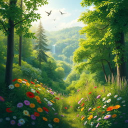 A beautifully lush, green background with a dreamy atmosphere