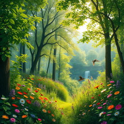 A beautifully lush, green background with a dreamy atmosphere