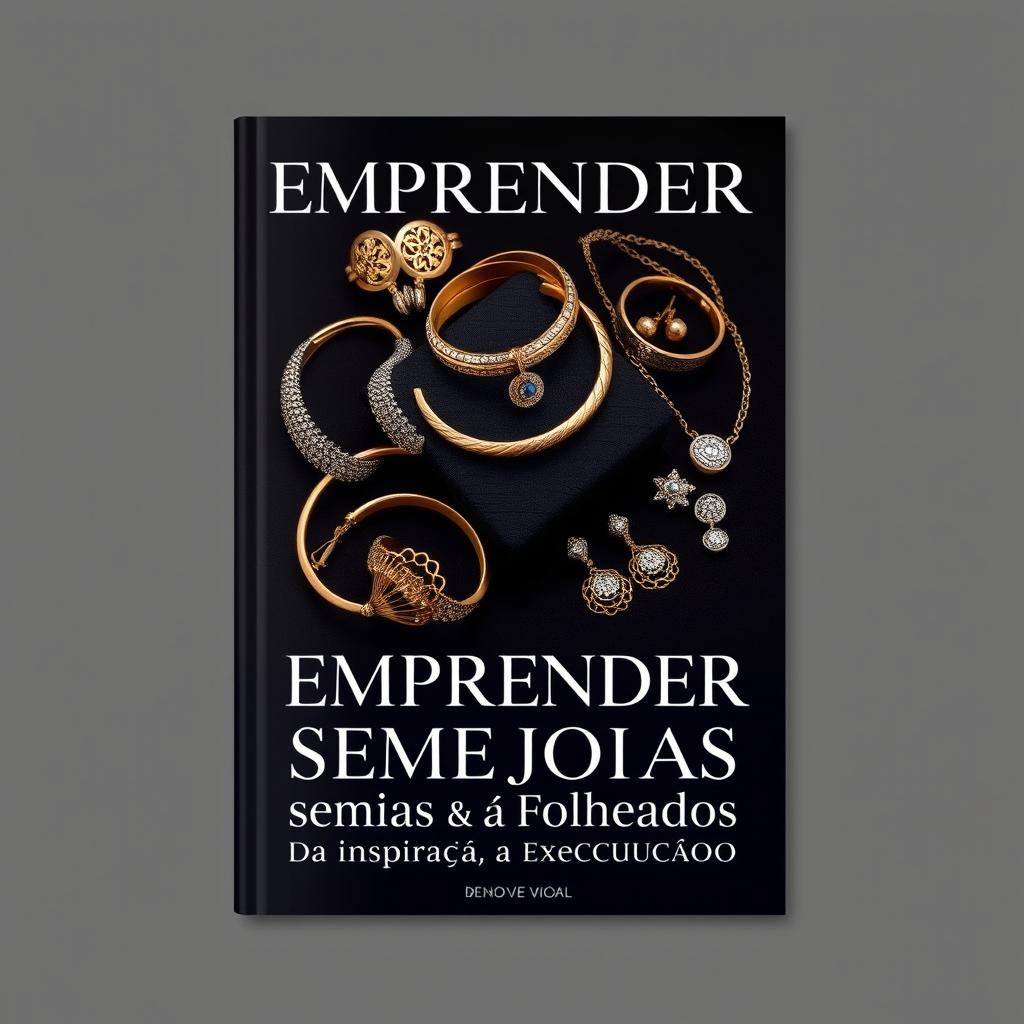 An elegant and modern book cover design for 'Empreender com Semijoias e Folheados: Da Inspiração à Execução'