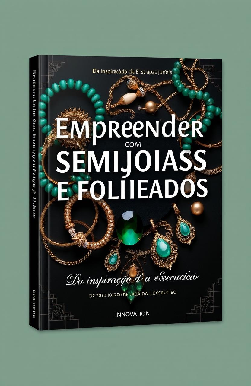 A modern and elegant book cover for 'Empreender com Semijoias e Folheados: Da Inspiração à Execução'