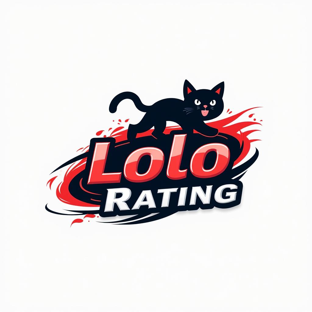 A creative logo design for "Lolo Rating" that combines elements of car racing and a cat