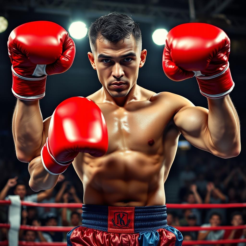 An impressive boxer in a dynamic pose, showcasing their powerful physique and athleticism