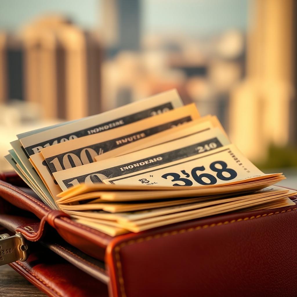 A close-up shot of a vibrant and overflowing wallet filled with a variety of banknotes, highlighting the contrast between a $0