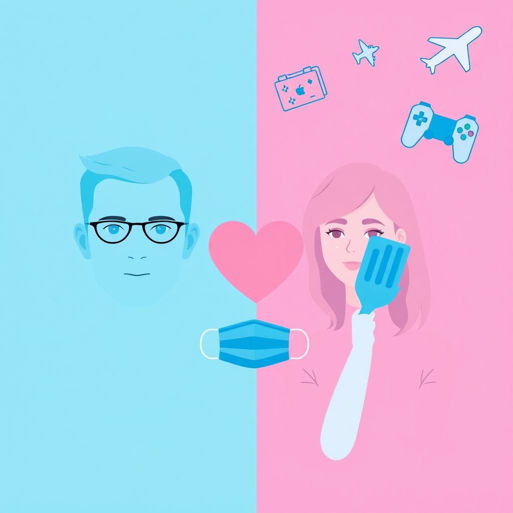 A 2D flat design cover featuring a modern man in full light blue color with no face, wearing no shirt, depicted in a plain color style on the left side