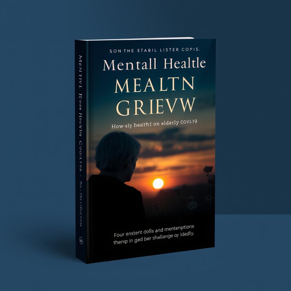 A book cover design focusing on the theme of mental health in elderly individuals in the context of grief due to COVID-19 deaths