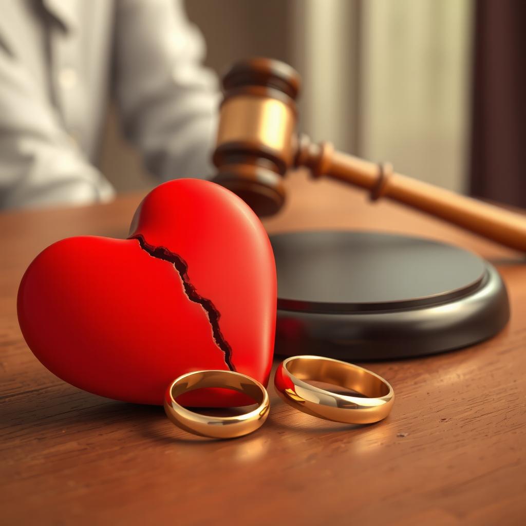 A conceptual illustration representing a Christian couple going through a divorce