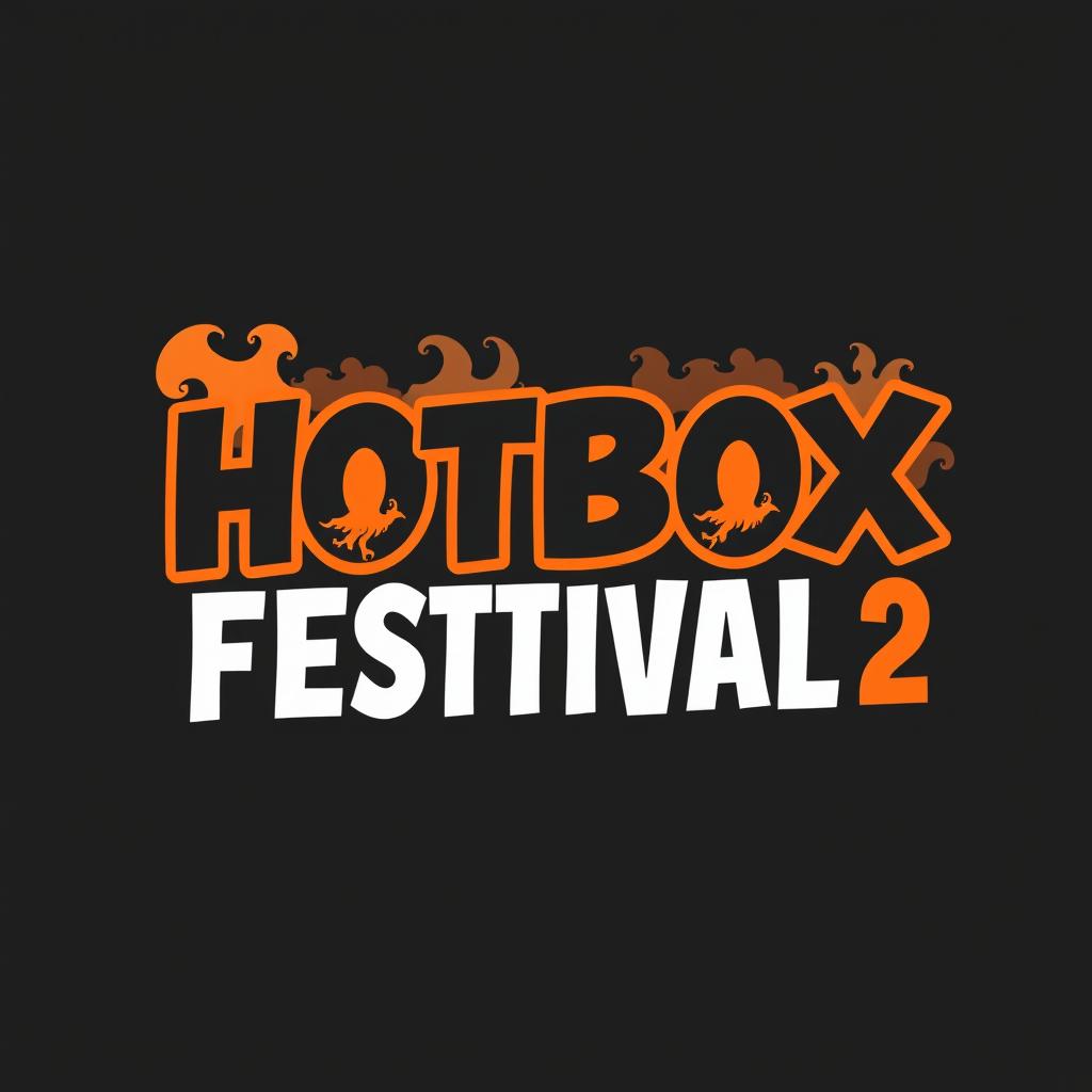 A logo designed for the 'HOTBOX FESTIVAL 2', featuring bold typography in an eye-catching combination of black and orange colors