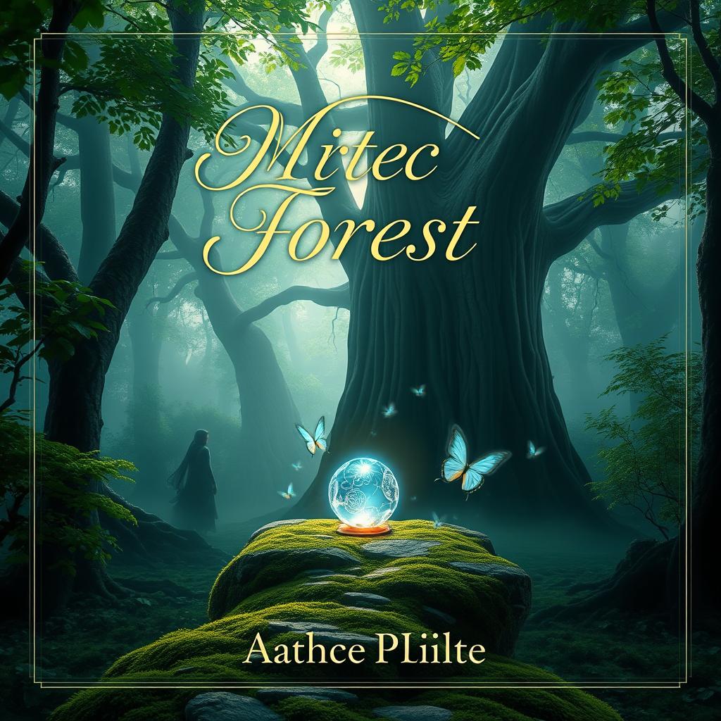 A captivating book cover design featuring a mystical forest setting