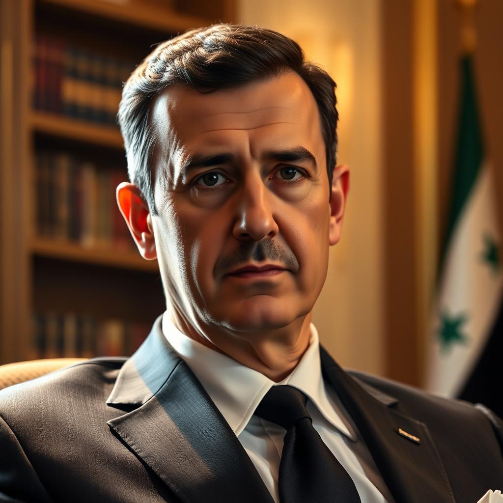 Portrait of Bashar al-Assad: A Leader in a Formal Setting