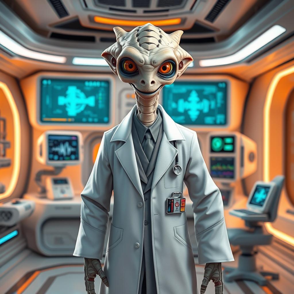 A Xexto, a fascinating species from the Star Wars universe, depicted as a doctor