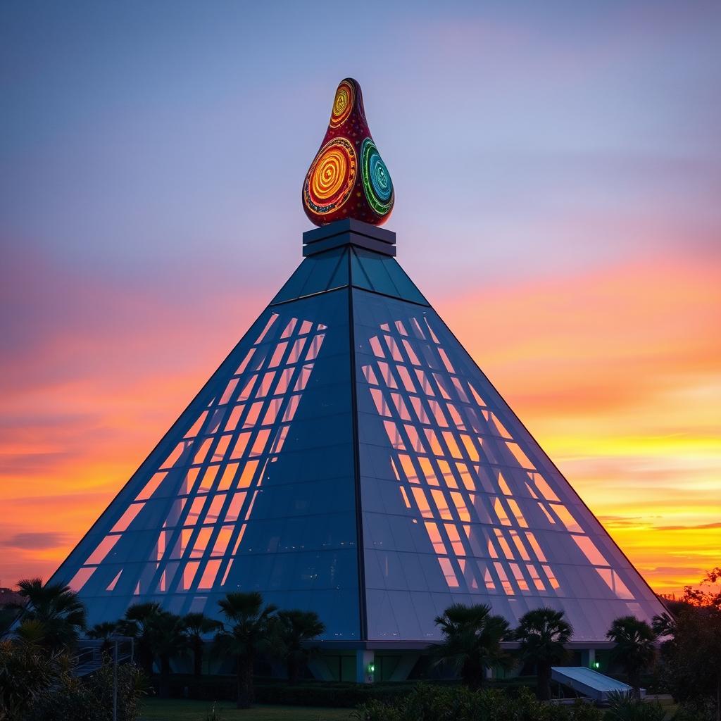 Whimsical Pyramid: A Playful Architectural Marvel at Sunset
