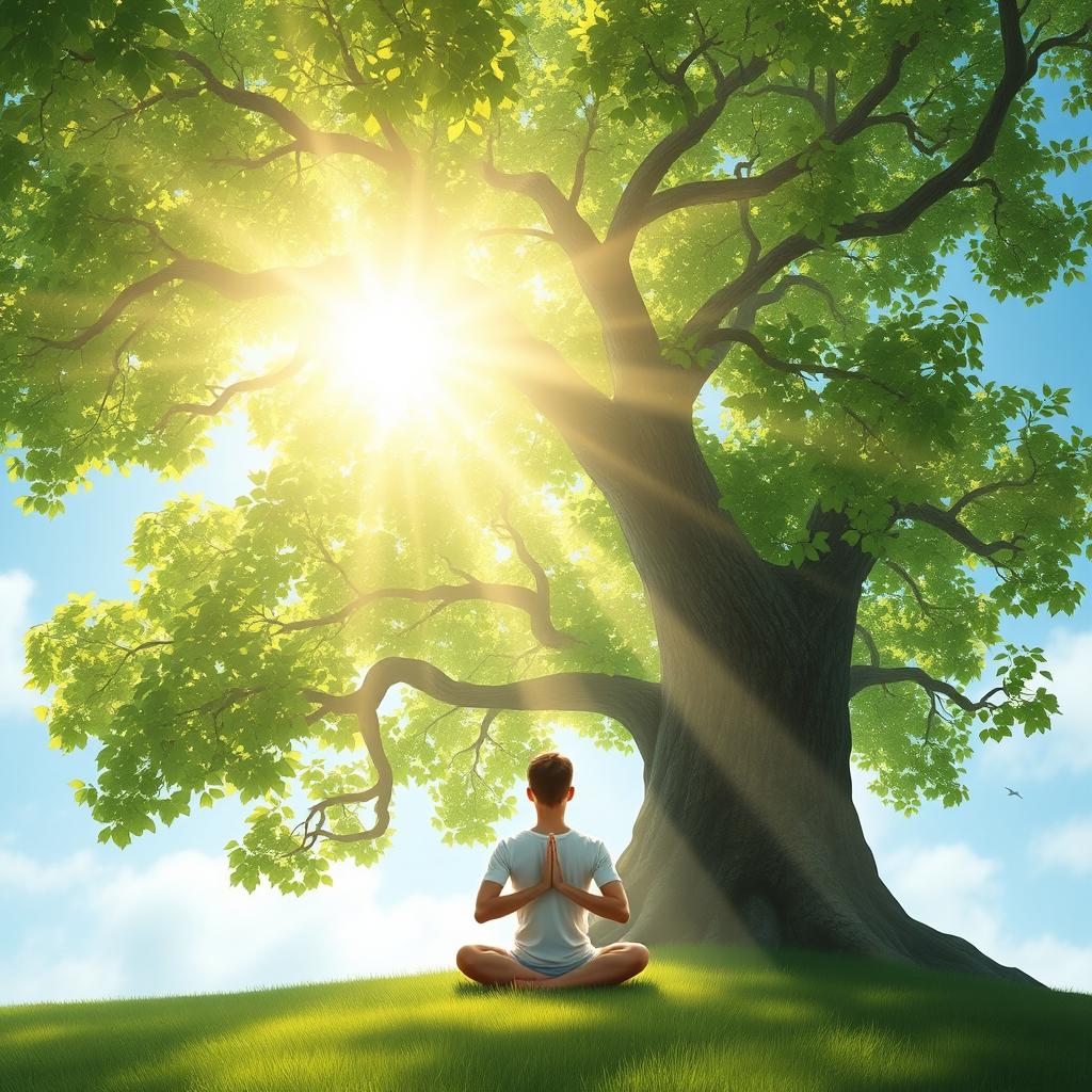 A serene and peaceful scene illustrating a tranquil moment of prayer and reflection