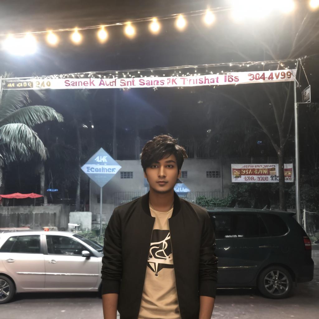 Confident Boy in Park | Stylish Nighttime Vibes