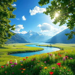 A stunning wallpaper design featuring a rich and vibrant landscape