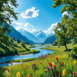 A stunning wallpaper design featuring a rich and vibrant landscape