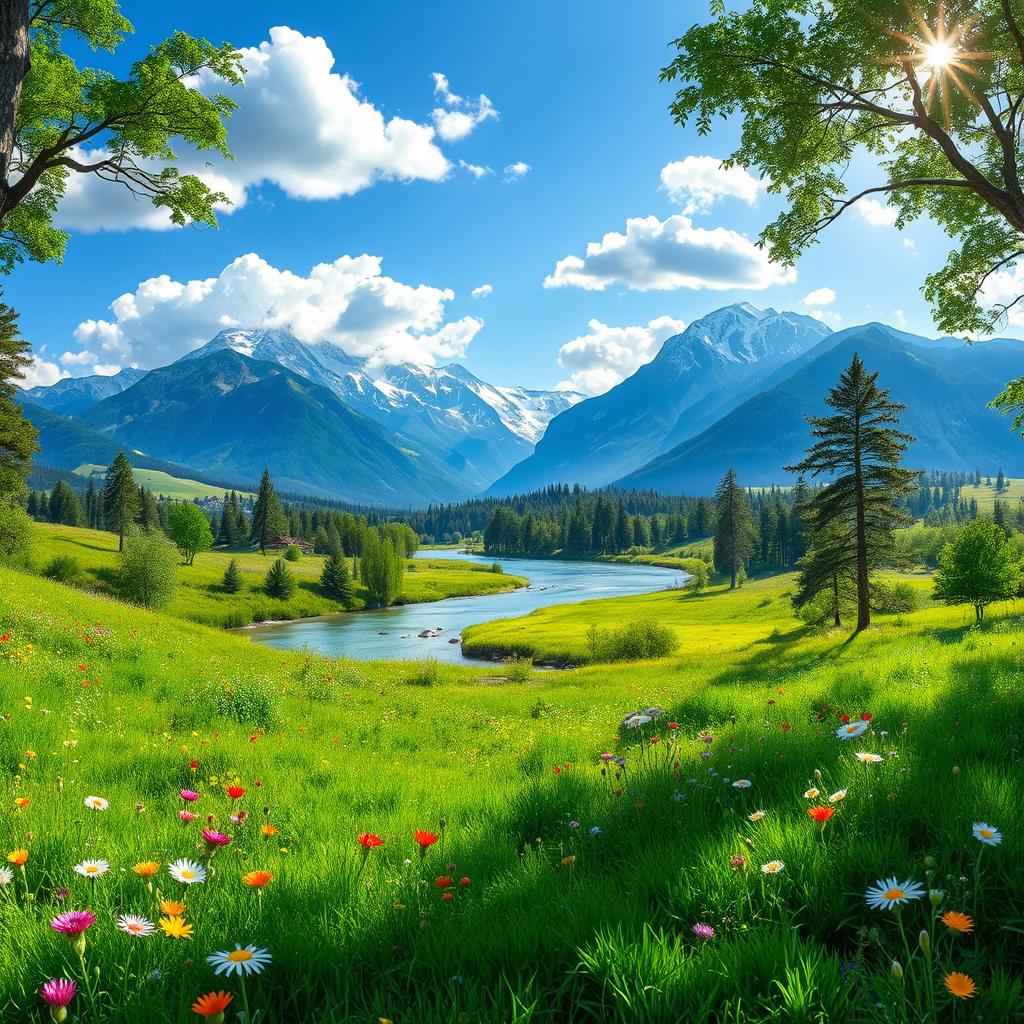 A stunning wallpaper design featuring a rich and vibrant landscape