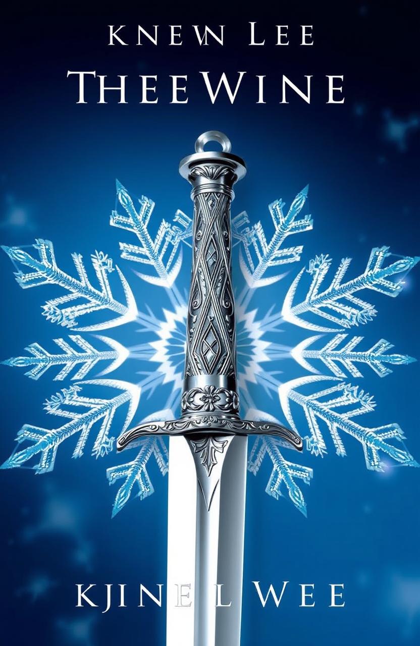 A visually striking book cover featuring a beautifully detailed dagger with an intricate hilt, placed against a backdrop of a large, delicate snowflake