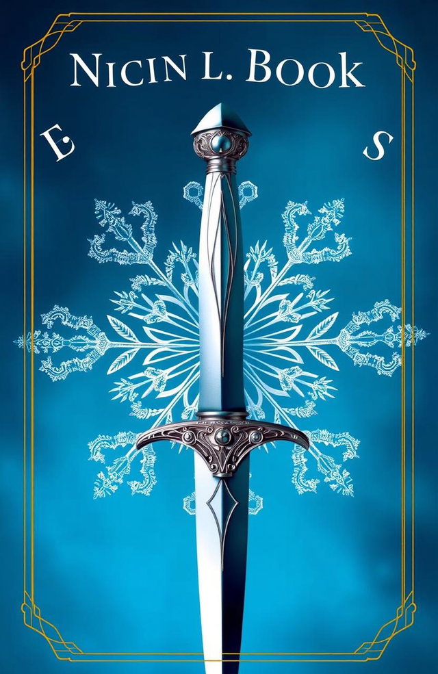 A visually striking book cover featuring a beautifully detailed dagger with an intricate hilt, placed against a backdrop of a large, delicate snowflake