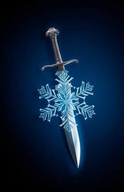 A striking book cover design featuring a sharp, intricately designed dagger juxtaposed against a delicate, intricate snowflake