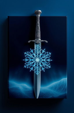 A striking book cover design featuring a sharp, intricately designed dagger juxtaposed against a delicate, intricate snowflake