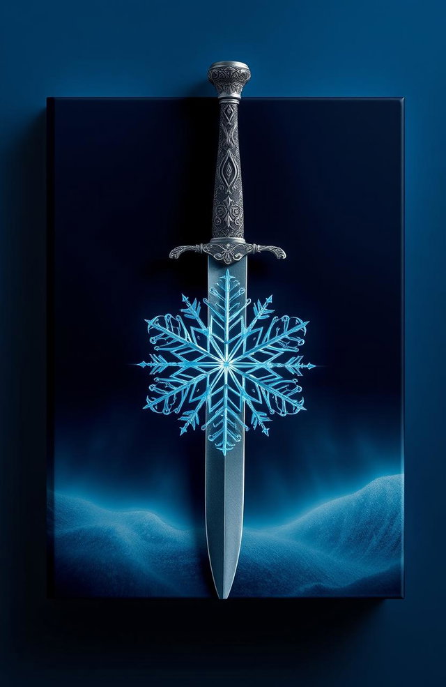 A striking book cover design featuring a sharp, intricately designed dagger juxtaposed against a delicate, intricate snowflake