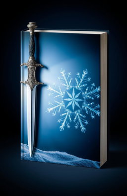 A striking book cover design featuring a sharp, intricately designed dagger juxtaposed against a delicate, intricate snowflake