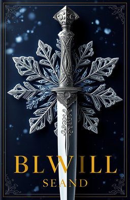 A visually striking book cover featuring a beautifully detailed dagger with an intricate hilt, showcasing ornate engravings and a shimmering blade, placed against a backdrop of a large, delicate snowflake that is finely detailed with intricate patterns and sparkling textures