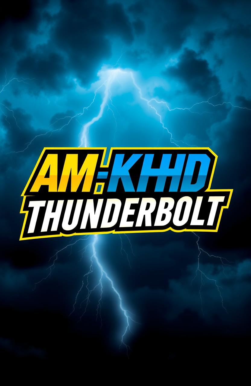 A high-energy visual representation of the phrase 'AM-KHD-THUNDERBOLT' displayed prominently
