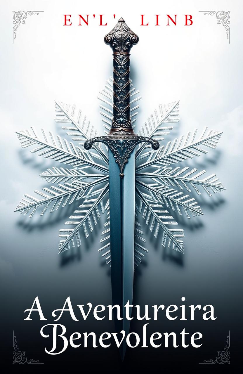 A visually striking book cover featuring a beautifully detailed dagger with an intricate hilt, elegantly crafted, resting prominently on a soft, ethereal backdrop of a large, delicate snowflake, which has delicate patterns and shimmering reflections