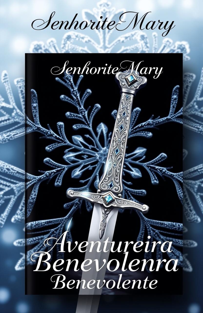 A visually striking book cover featuring a beautifully detailed dagger with an intricate hilt, placed against a backdrop of a large, delicate snowflake