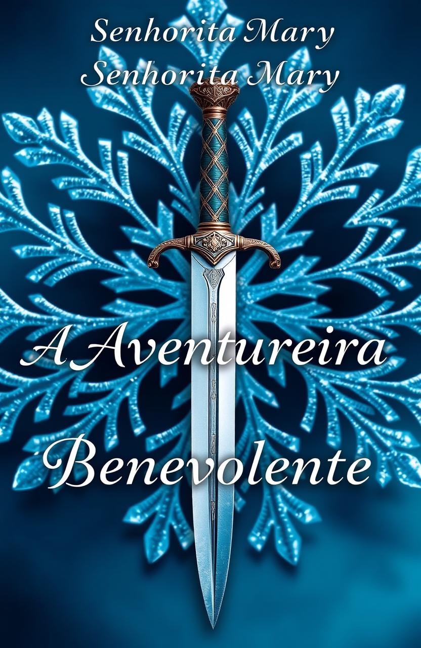 A visually striking book cover featuring a beautifully detailed dagger with an intricate hilt, placed against a backdrop of a large, delicate snowflake