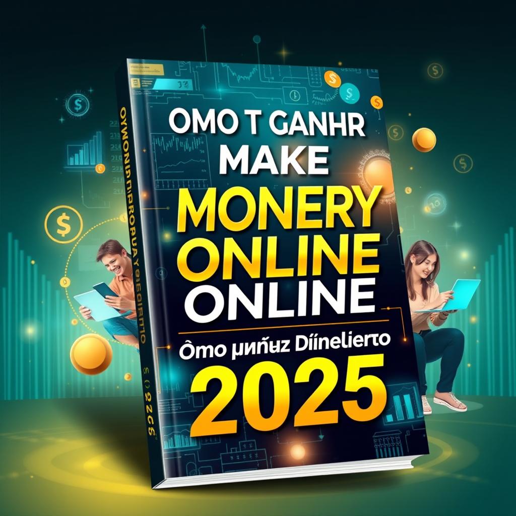 A captivating e-book cover design themed 'How to Make Money Online 2025'