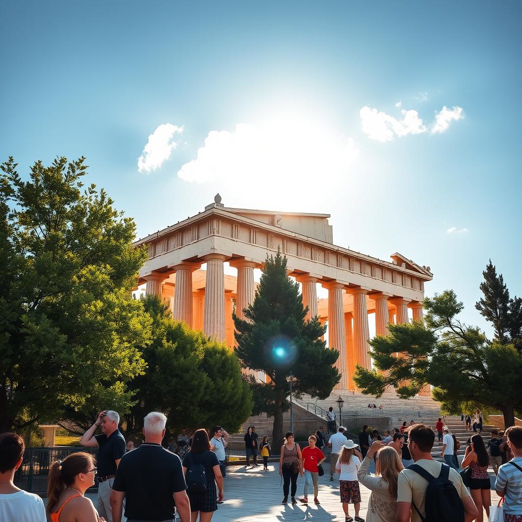 A striking and majestic view of the Parthenon in Athens, Greece