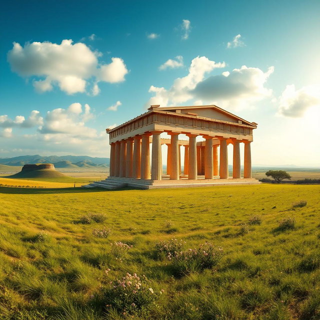 Breathtaking Panoramic View of an Ancient Greek Temple