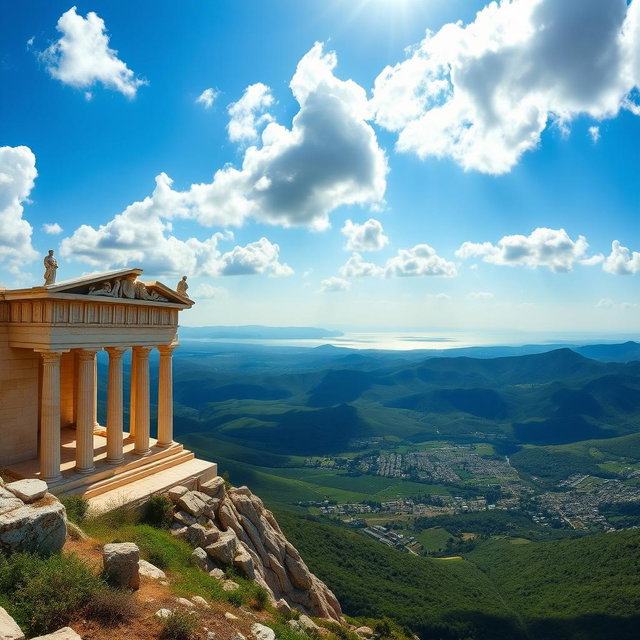 Eternal Ruins: A Panoramic View of an Ancient Greek Temple