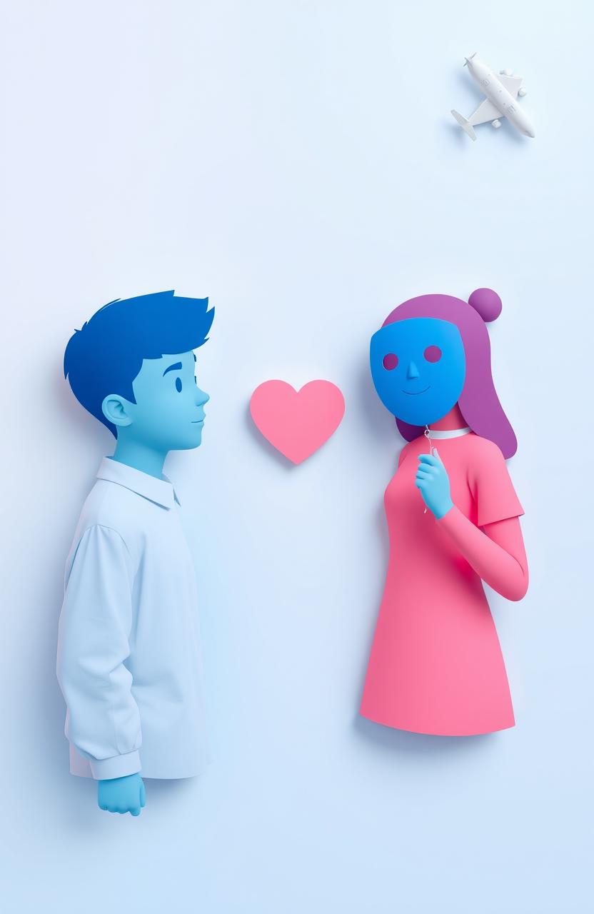 A flat 2D cover featuring a modern teen boy on the left side, represented in a full light blue color with no facial features and no shirt, just a plain blue silhouette