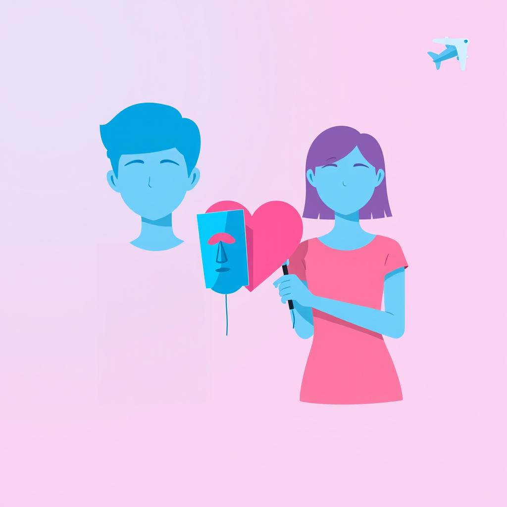 A flat 2D cover featuring a modern teen boy on the left side, rendered in full light blue color with no facial features and no shirt, just a plain blue silhouette