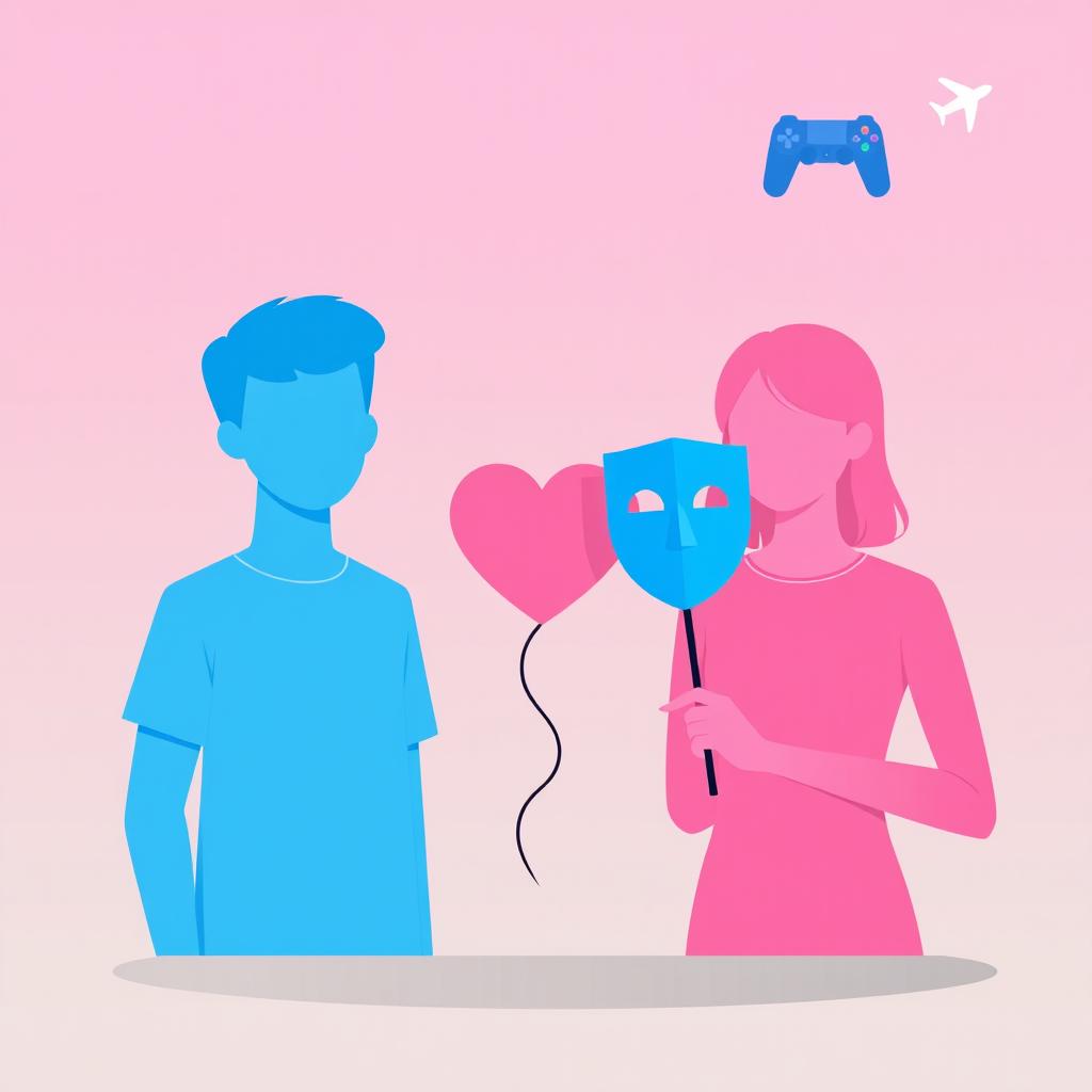 A flat 2D cover design featuring a modern teen boy on the left side, depicted in full light blue color with no facial features and no shirt, represented as a simple blue silhouette