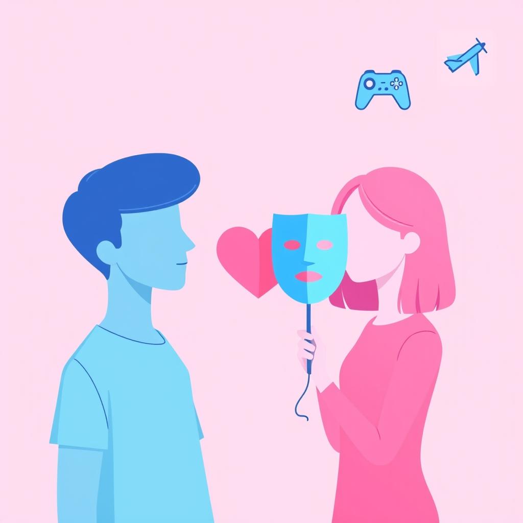 A flat 2D cover design featuring a modern teen boy on the left side, depicted in full light blue color with no face and no shirt, rendered as a simple blue silhouette