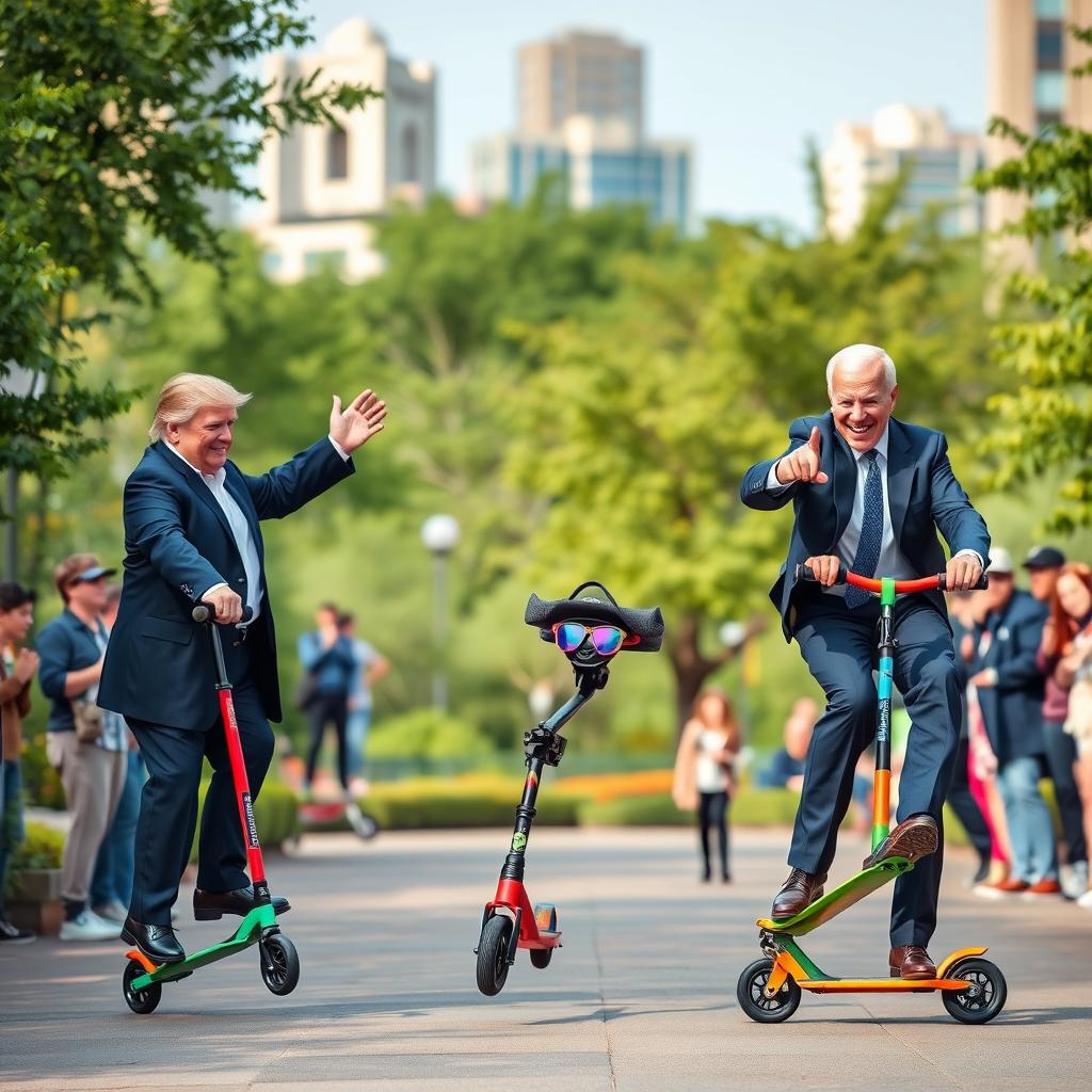 Presidential Scooter Showdown: Trump, Obama & Biden Get Funky!