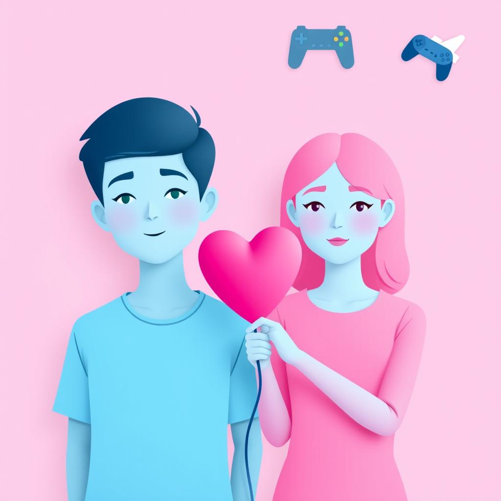 A flat 2D cover design depicting a modern teen boy on the left, illustrated in full light blue color, with no face and no shirt, rendered as a simple silhouette