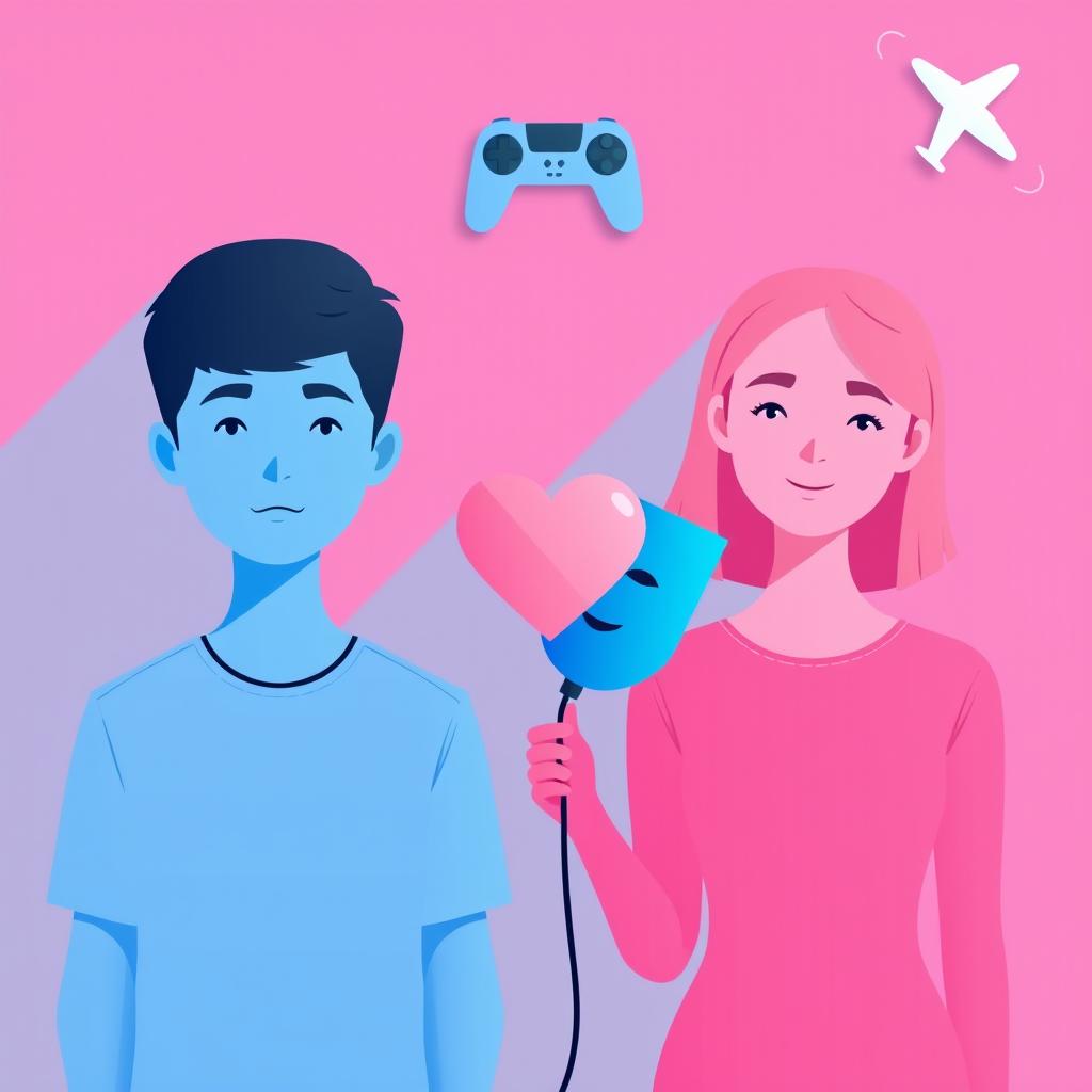 A flat 2D cover design featuring a modern teen boy on the left side, illustrated in full light blue color with no face and no shirt, rendered as a plain silhouette