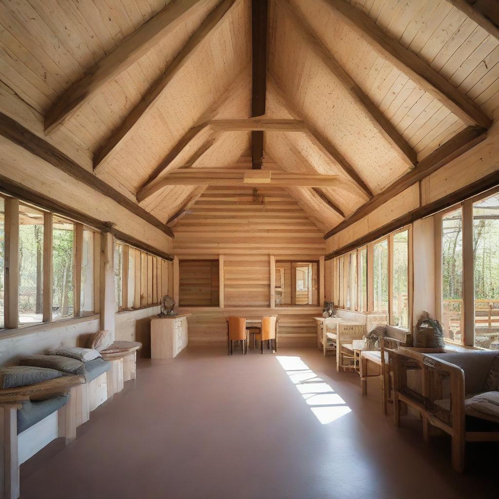 A retreat camp administration building, combining functionality with comfort, containing office spaces for administrative tasks, as well as comfortable bedrooms for relaxation at the end of a busy day.